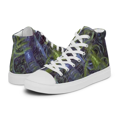 Neon Verdigris on a Men's High Top Canvas Shoes