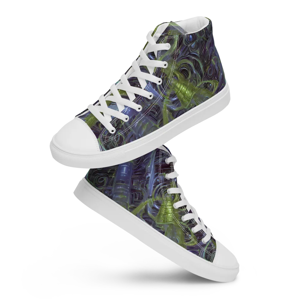 Neon Verdigris on Men's High Top Canvas Shoes — Front