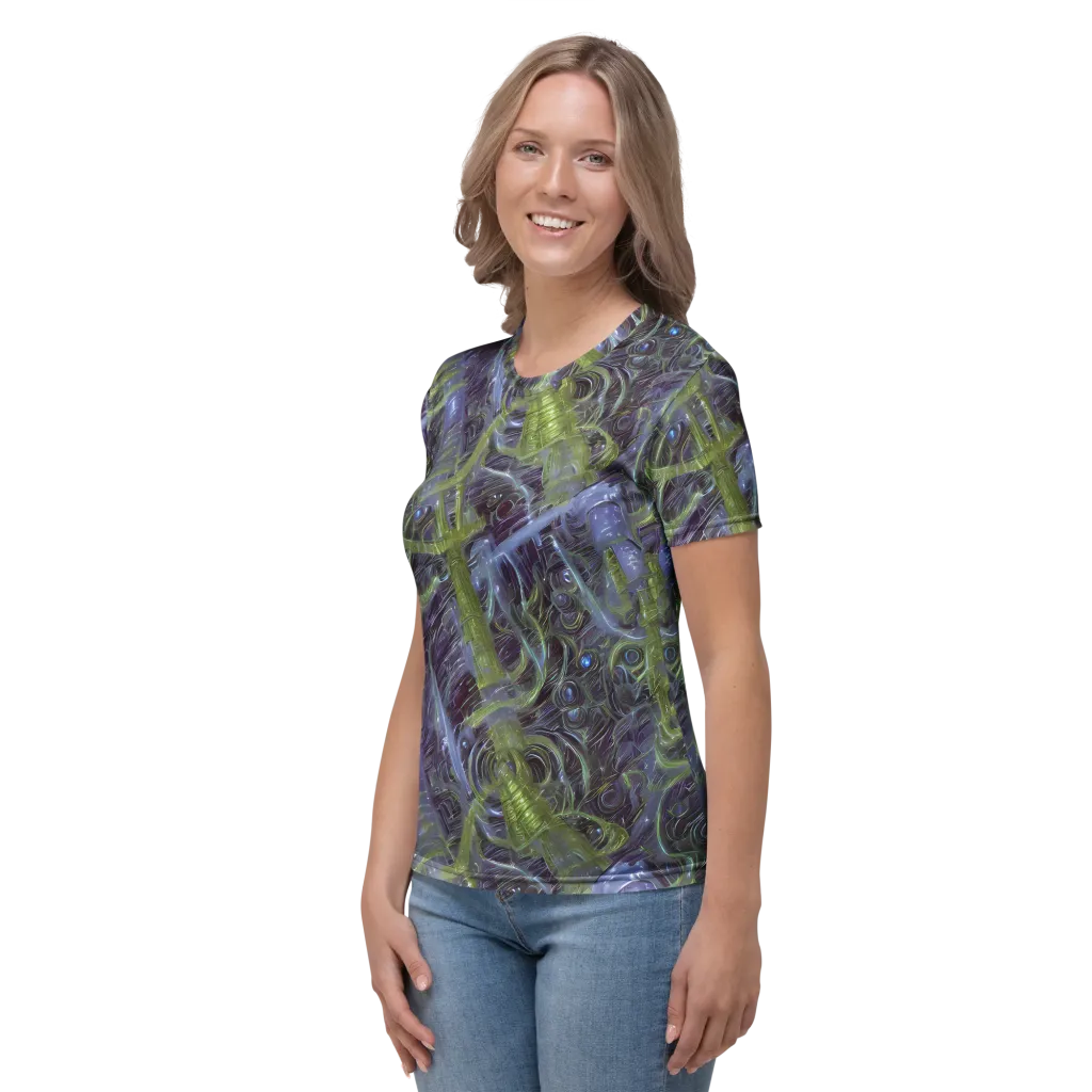 Neon Verdigris on Women's Crew Neck T-Shirt — Left
