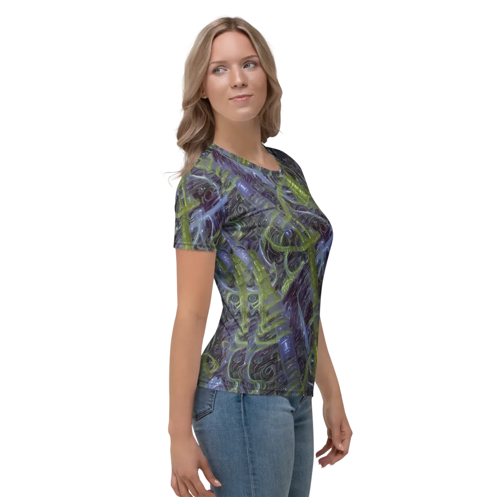 Neon Verdigris on Women's Crew Neck T-Shirt — Right