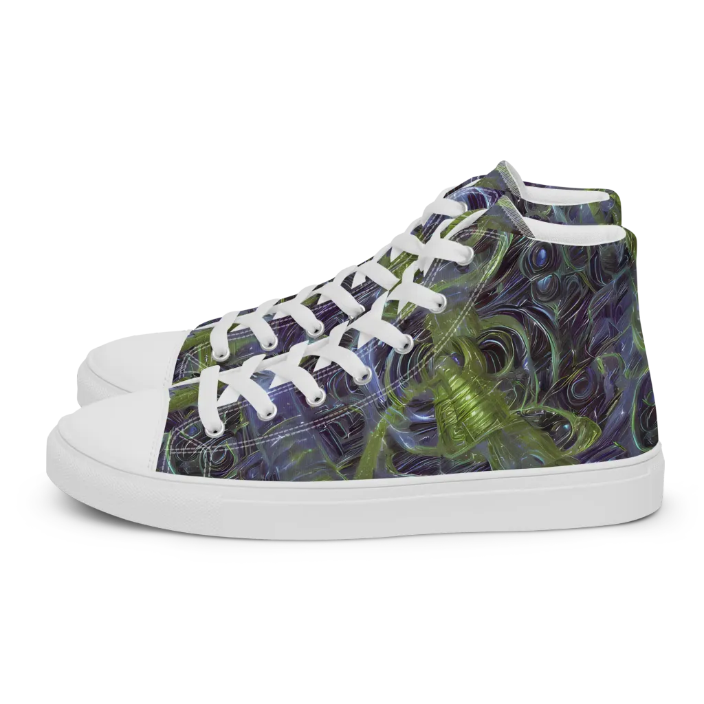 Neon Verdigris on Women's High Top Canvas Shoes — Left