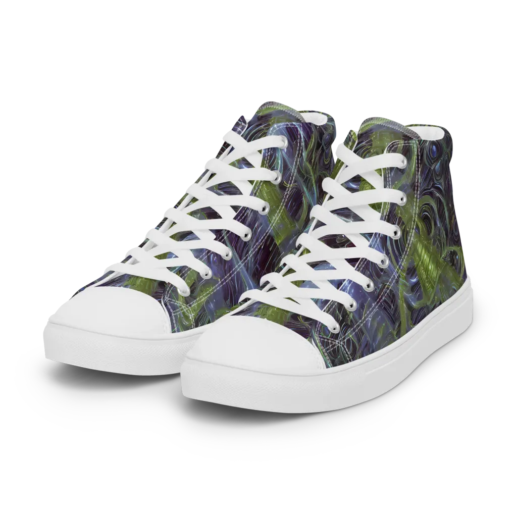 Neon Verdigris on Women's High Top Canvas Shoes — Left Front