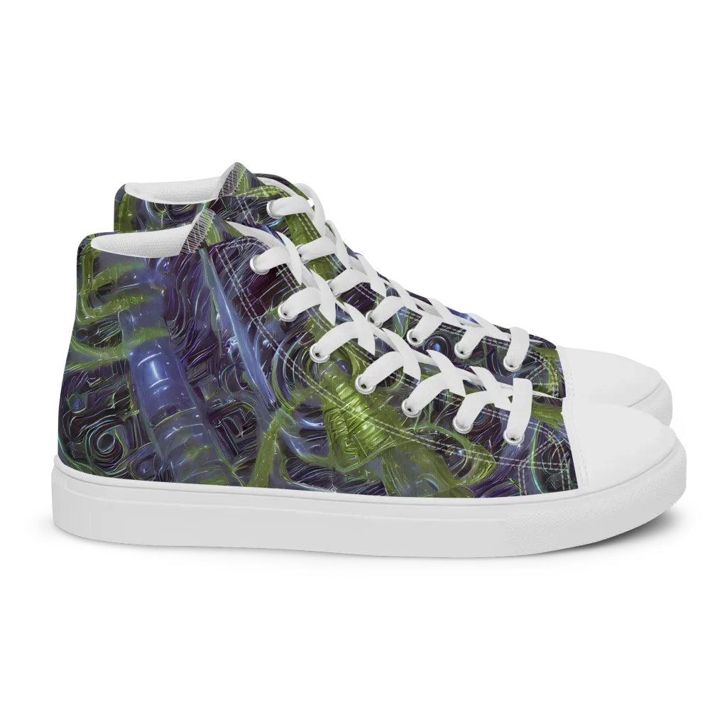 Neon Verdigris on Women's High Top Canvas Shoes — Right