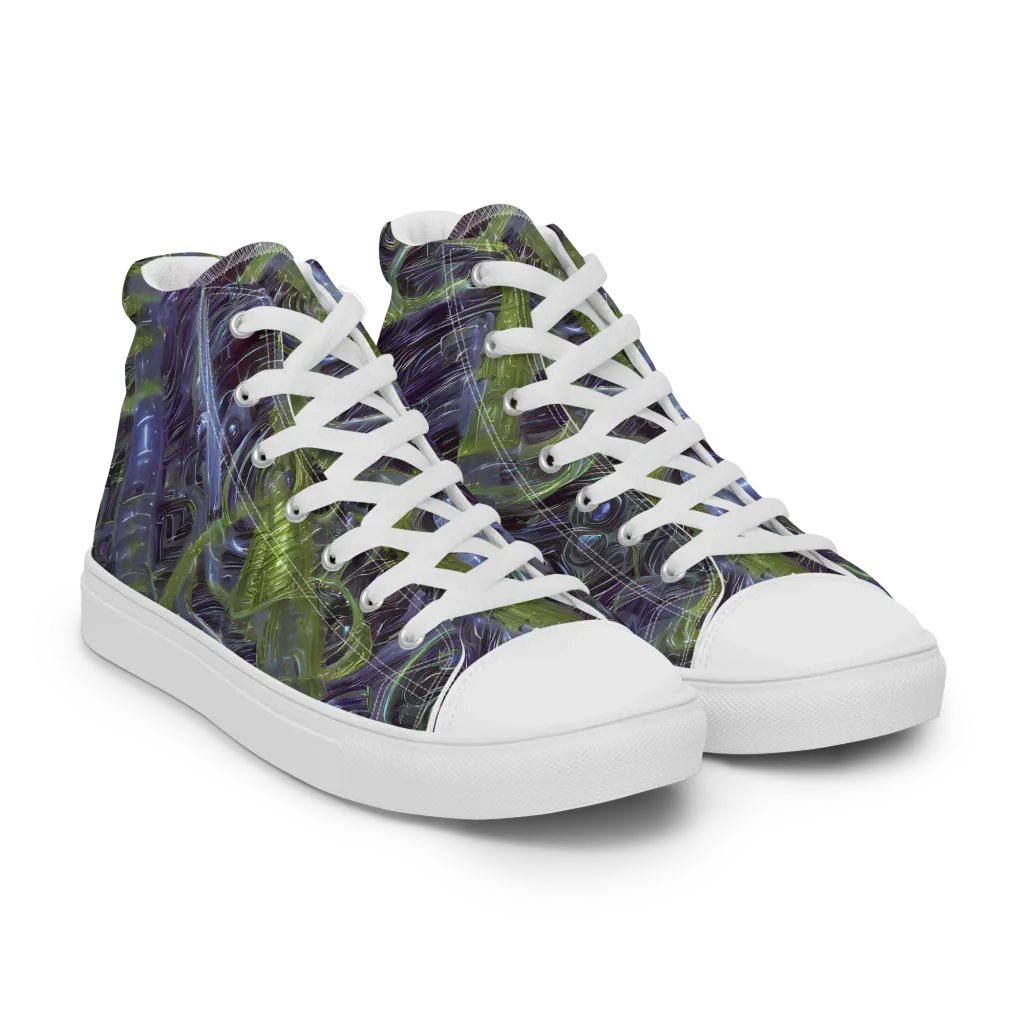 Neon Verdigris on Women's High Top Canvas Shoes — Right Front