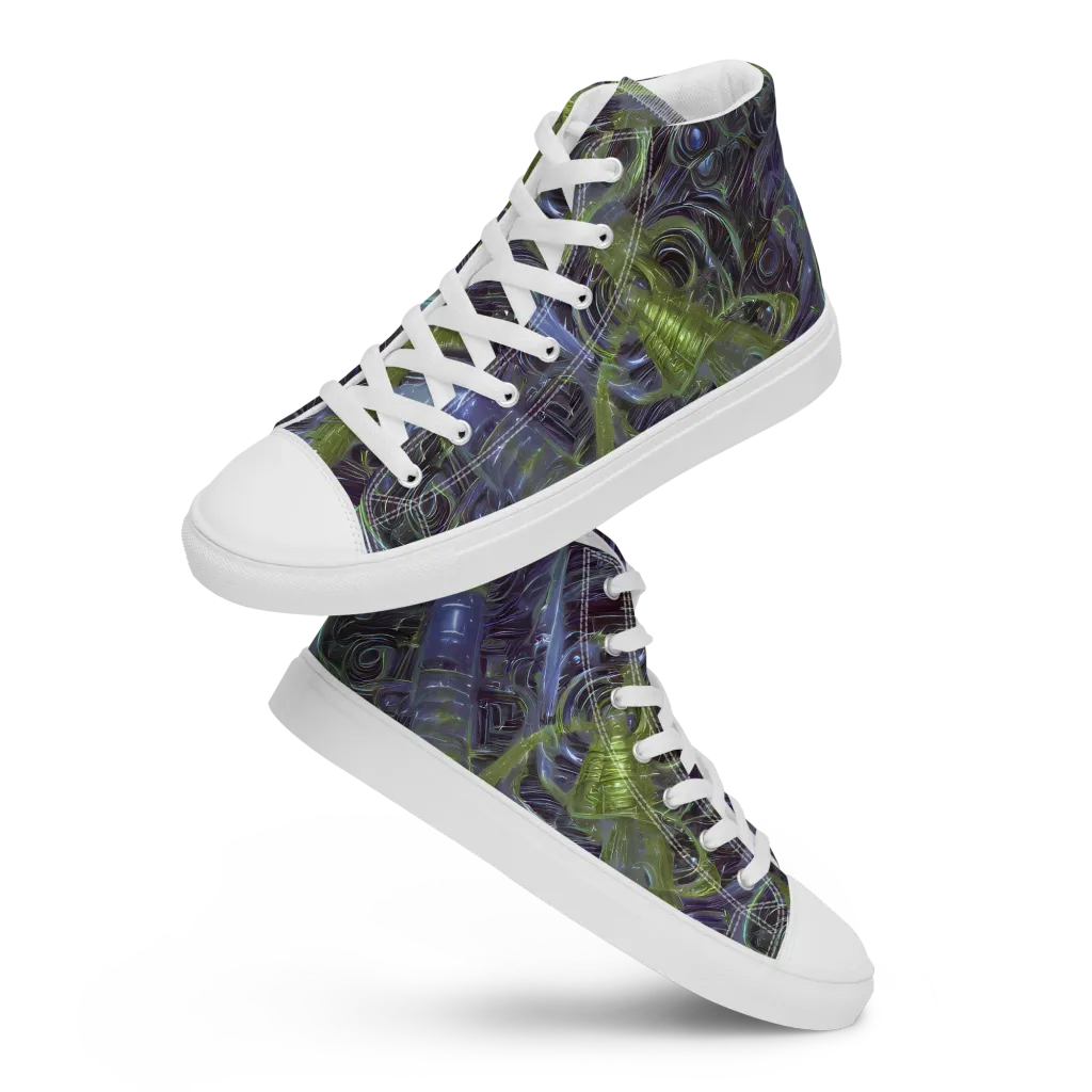 Neon Verdigris on Women's High Top Canvas Shoes — Front