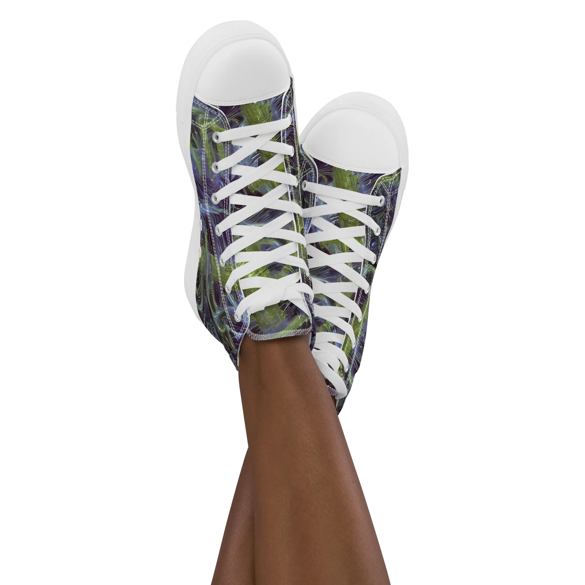 Neon Verdigris on Women's High Top Canvas Shoes — Front