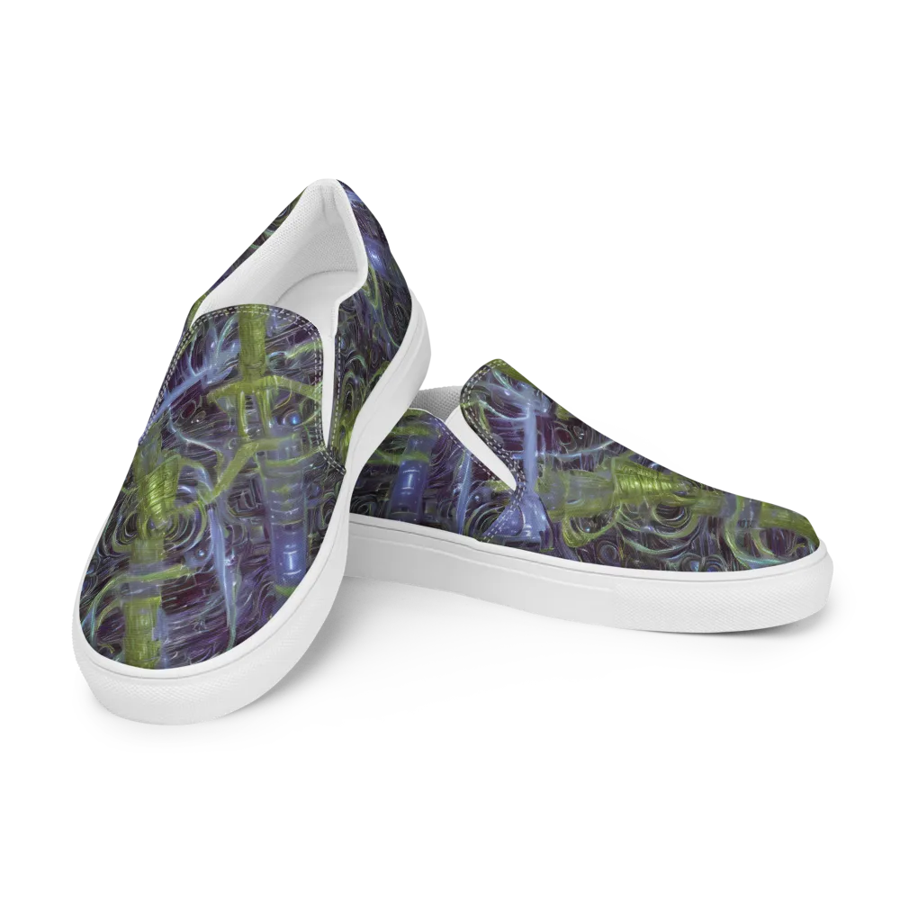 Neon Verdigris on Men's Slip-On Canvas Shoes — Left Front