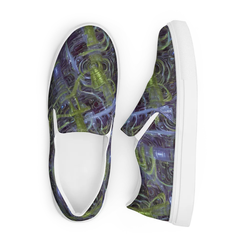 Neon Verdigris on Men's Slip-On Canvas Shoes — Front