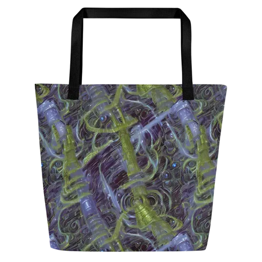 Neon Verdigris on a Large Tote Bag W/ Pocket