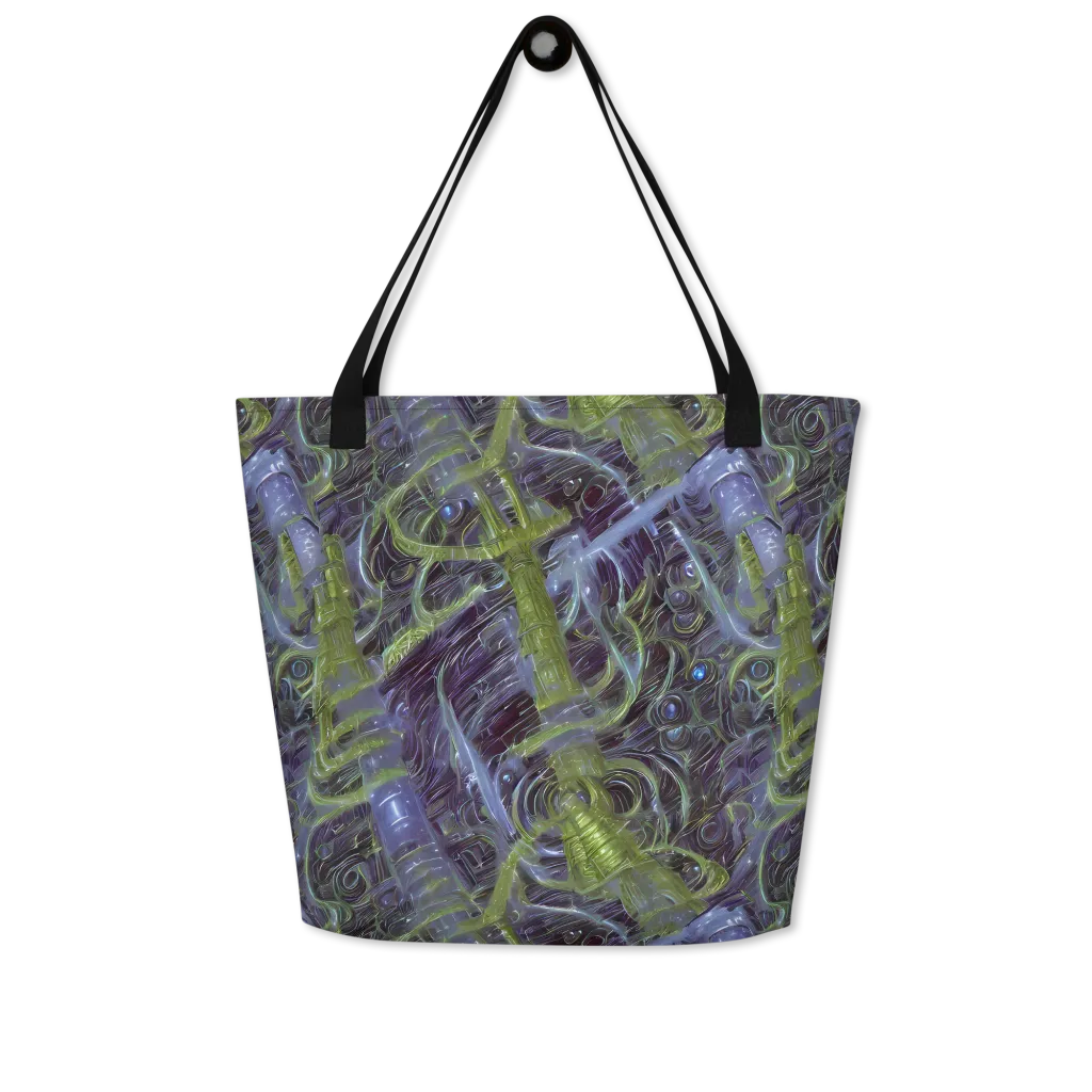 Neon Verdigris on Large Tote Bag W/ Pocket — Front