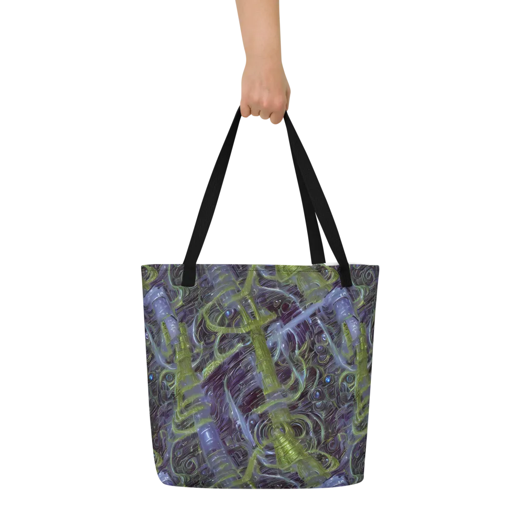 Neon Verdigris on Large Tote Bag W/ Pocket — Front