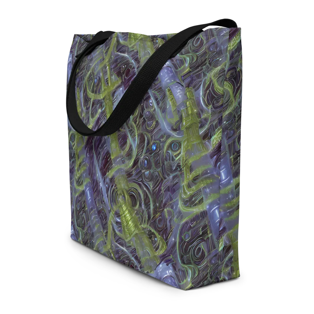 Neon Verdigris on Large Tote Bag W/ Pocket — Front