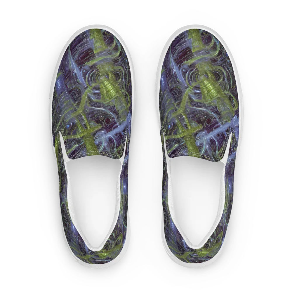 Neon Verdigris on Women's Slip-On Canvas Shoes — Front