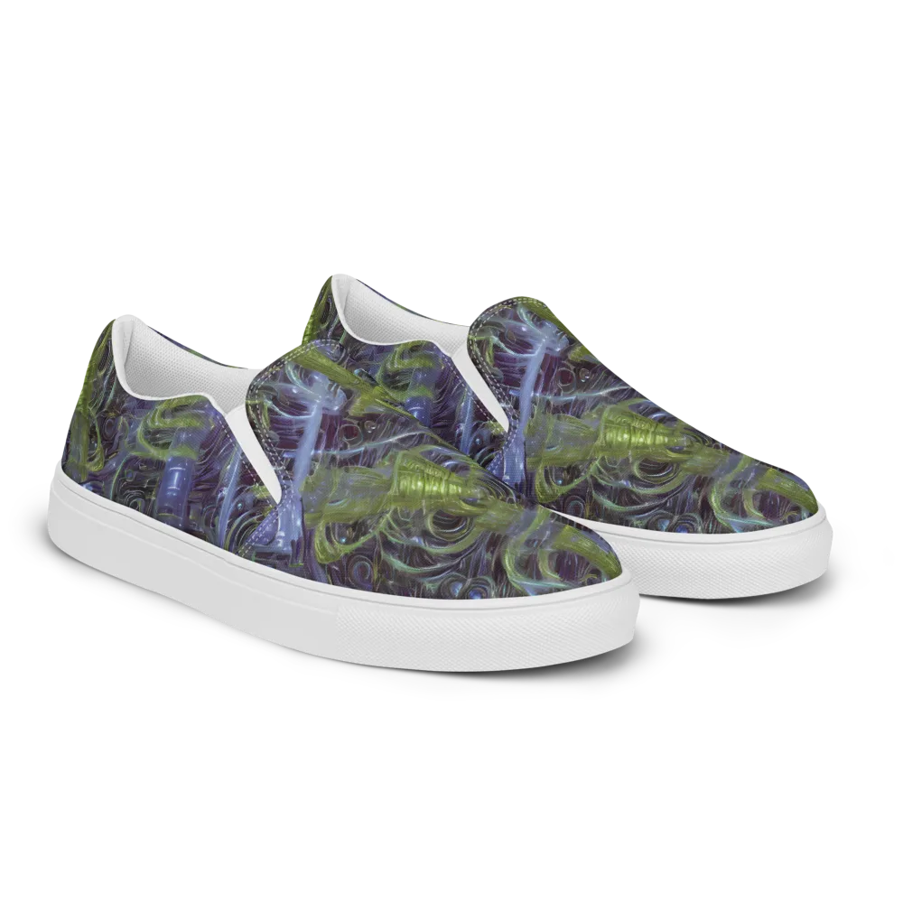 Neon Verdigris on Women's Slip-On Canvas Shoes — Right Front