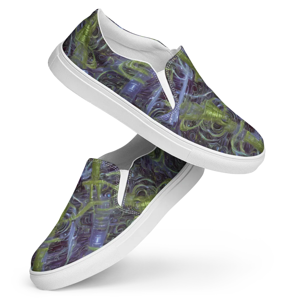 Neon Verdigris on Women's Slip-On Canvas Shoes — Front