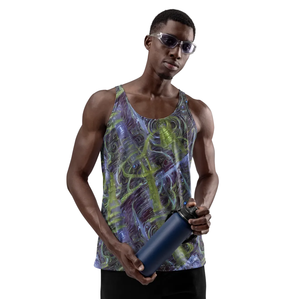 Neon Verdigris on Men's Tank Top — Front