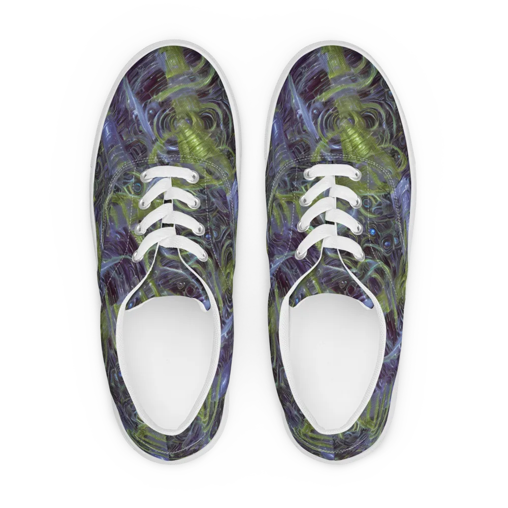 Neon Verdigris on Men's Lace-Up Canvas Shoes — Front