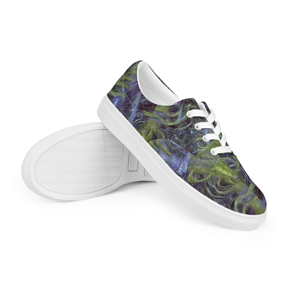 Neon Verdigris on Men's Lace-Up Canvas Shoes — Right Front
