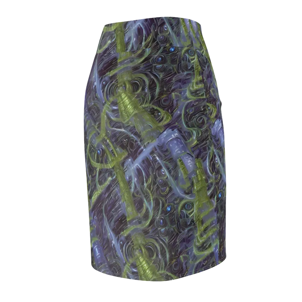 Neon Verdigris on Pencil Skirt — Back Side