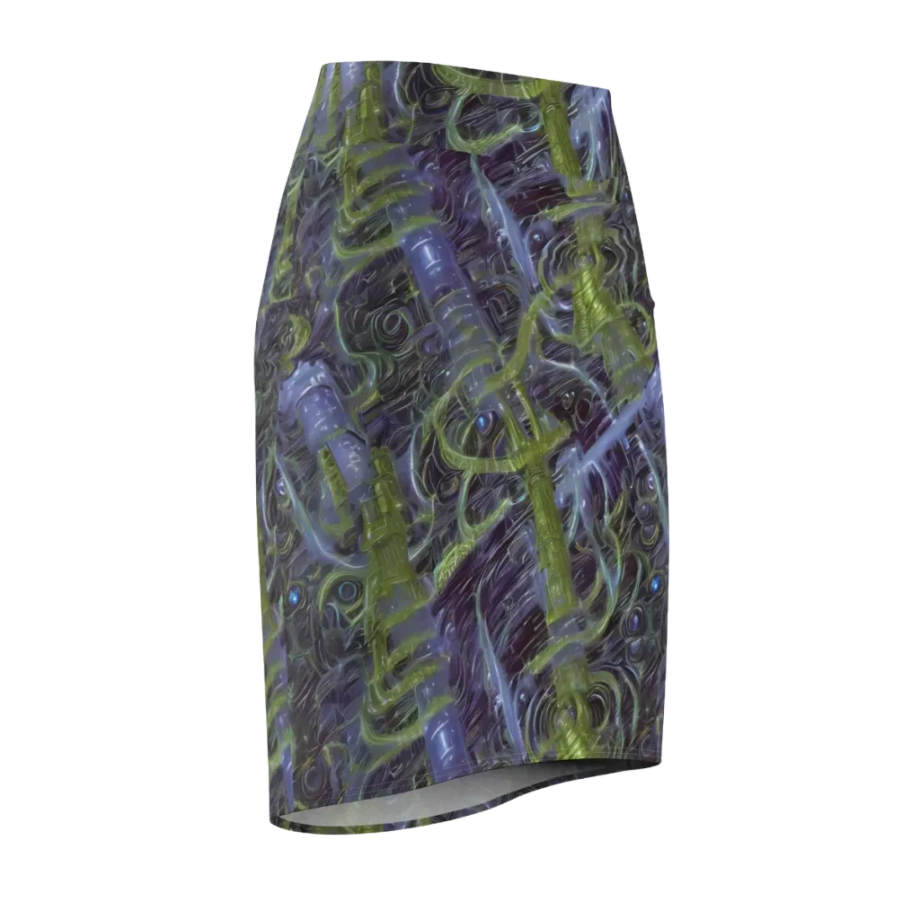 Neon Verdigris on Pencil Skirt — Front Side