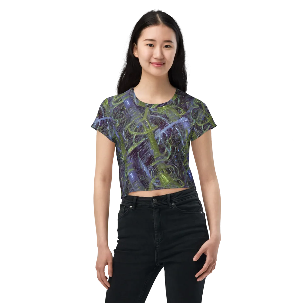 Neon Verdigris on Crop Tee — Front