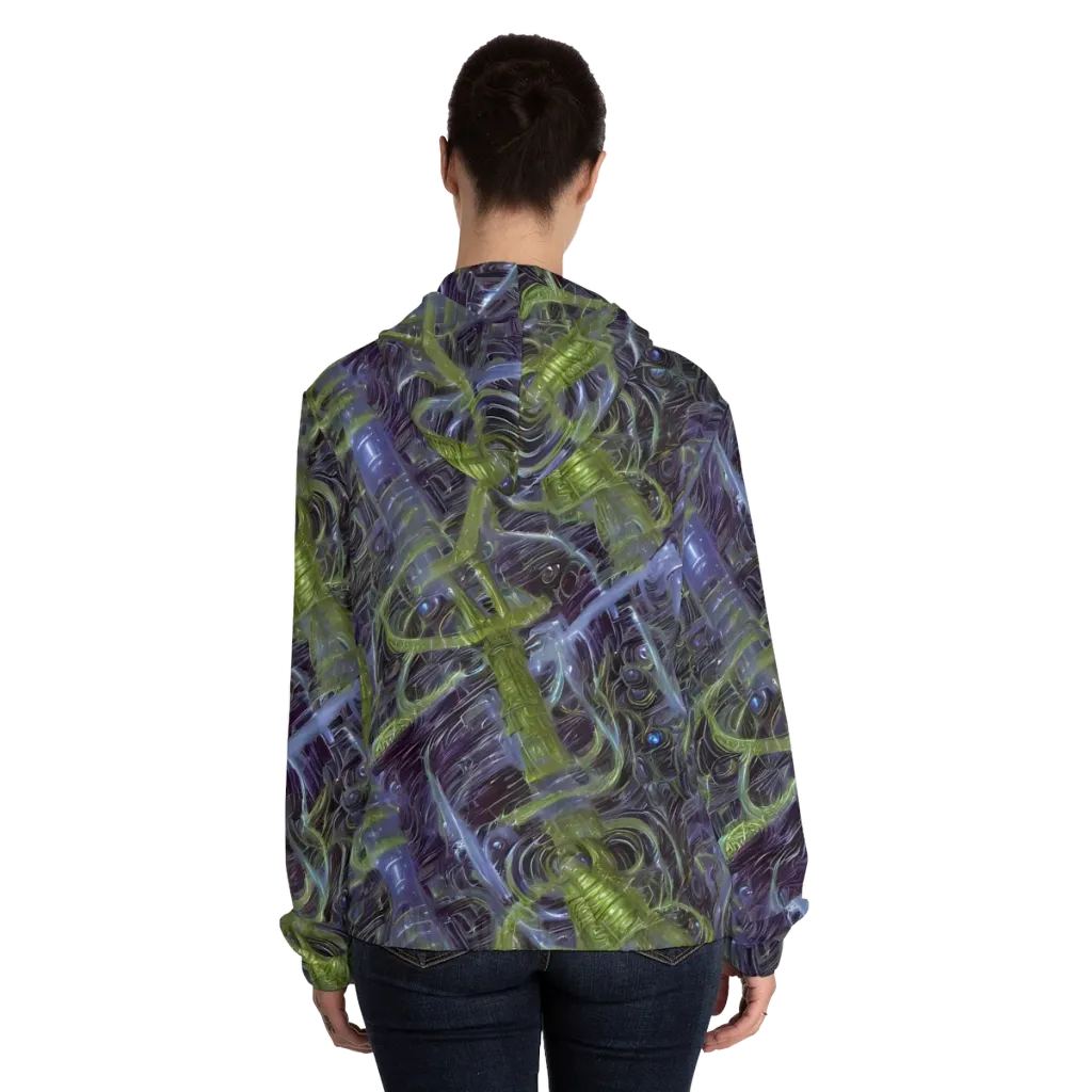 Neon Verdigris on Women's Full-Zip Hoodie — Back On Person