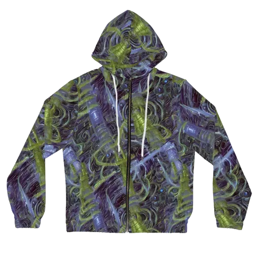 Neon Verdigris on a Women's Full-Zip Hoodie