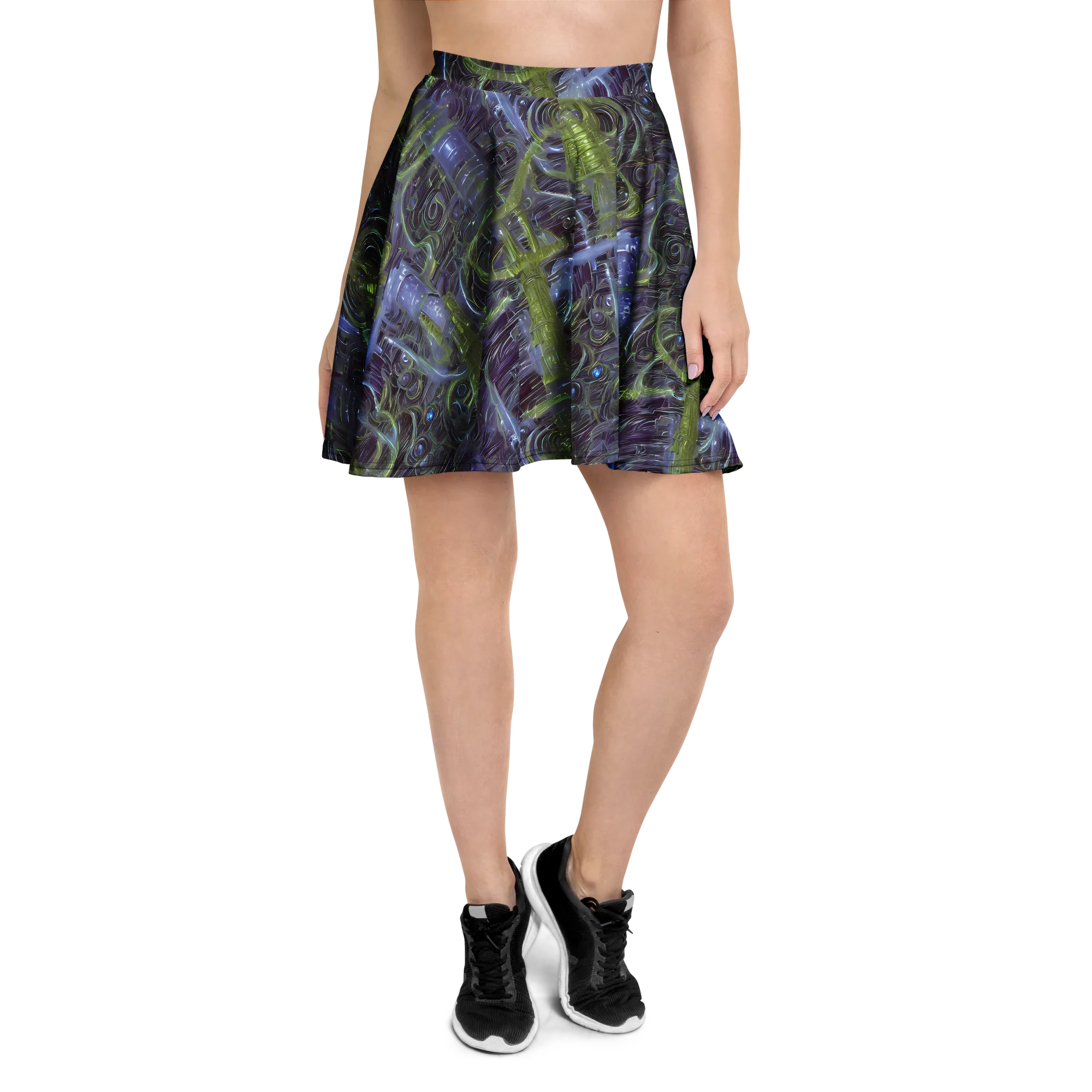 Neon Verdigris on Skater Skirt — Front
