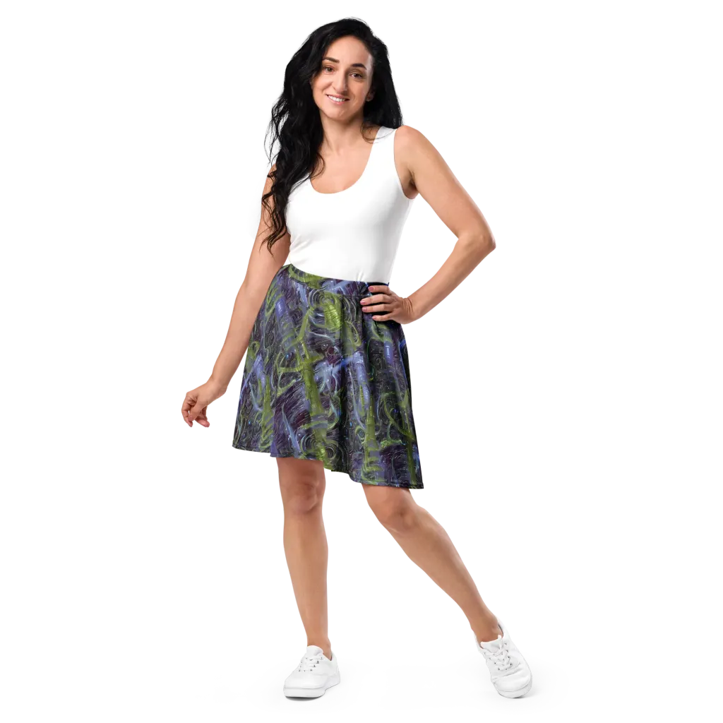 Neon Verdigris on Skater Skirt — Front