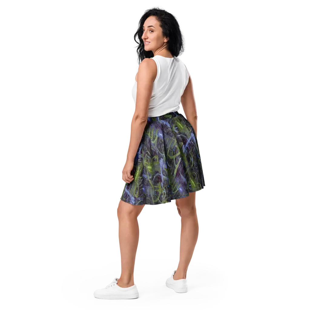Neon Verdigris on Skater Skirt — Back