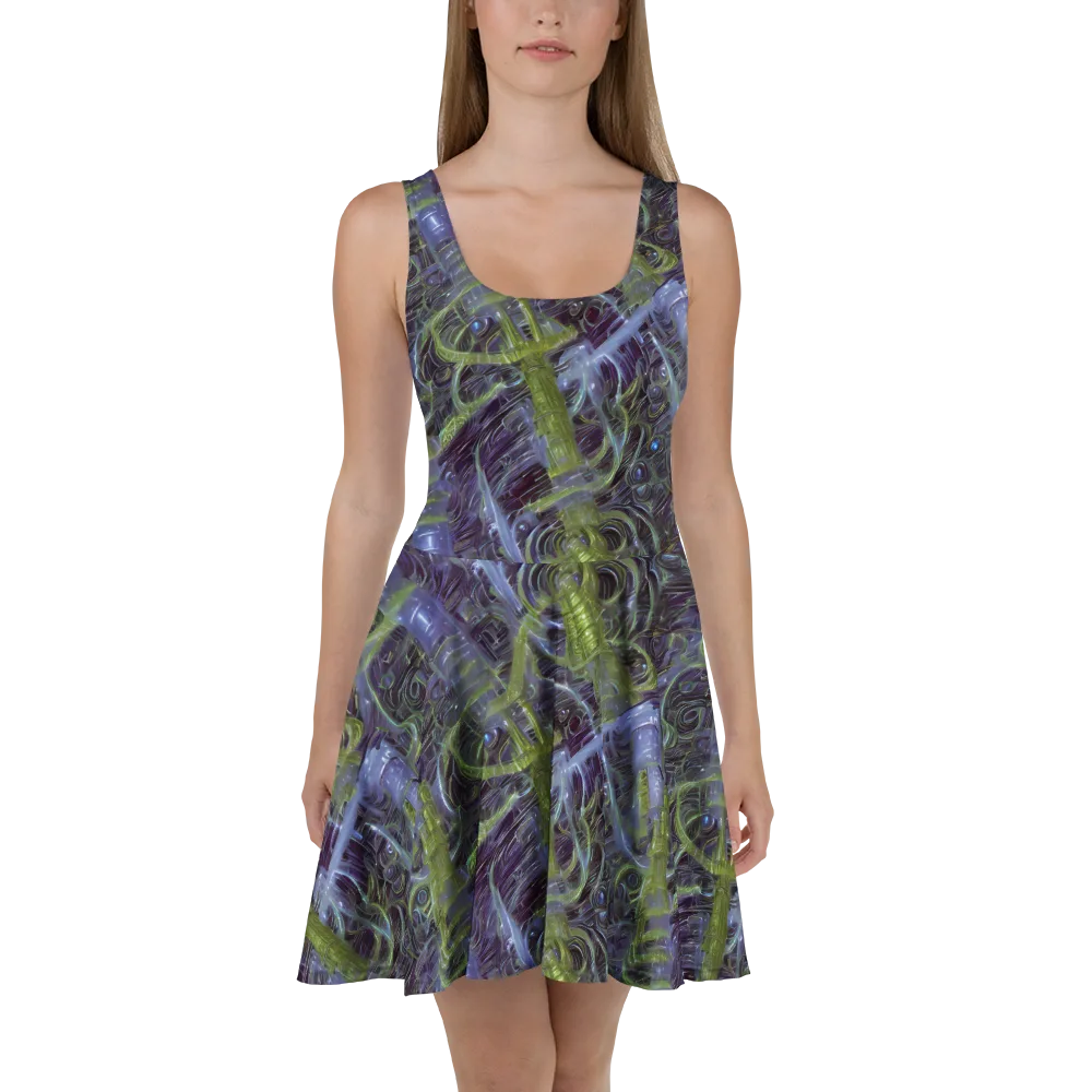Neon Verdigris on Skater Dress — Front