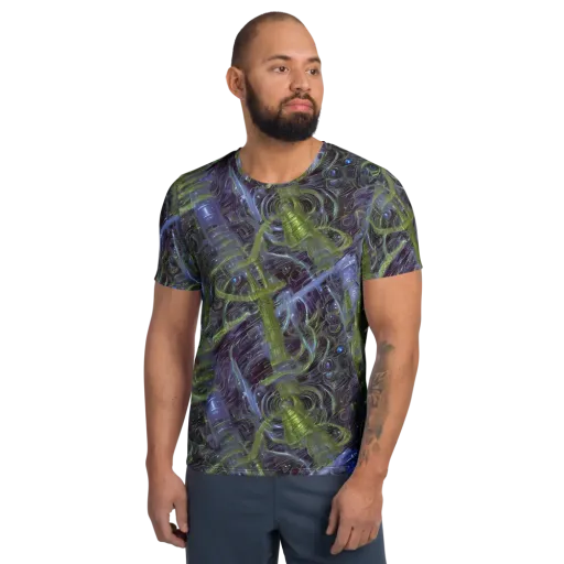 Neon Verdigris on a Men's Athletic T-Shirt