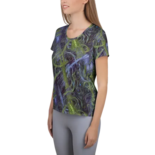 Neon Verdigris on a Women's Athletic T-Shirt