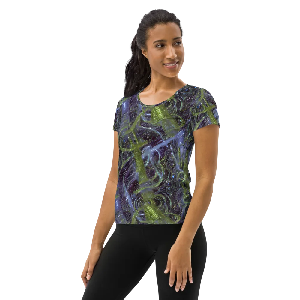 Neon Verdigris on Women's Athletic T-Shirt — Left