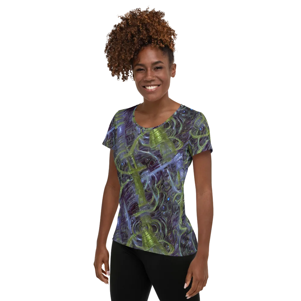 Neon Verdigris on Women's Athletic T-Shirt — Left