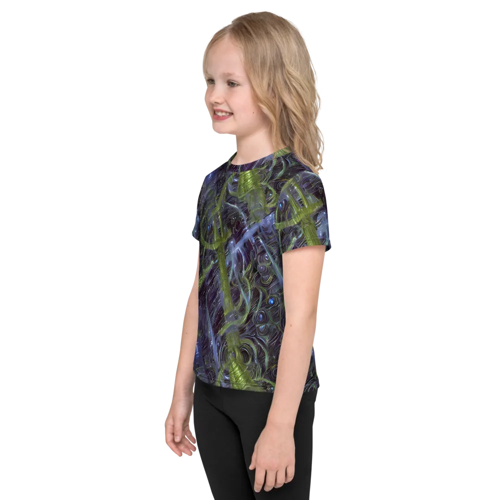 Neon Verdigris on Kids Crew Neck T-Shirt — Left