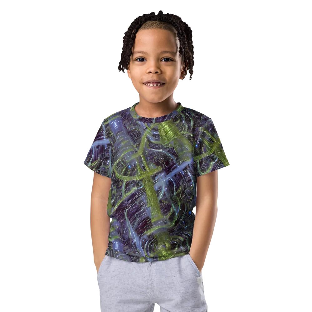 Neon Verdigris on Kids Crew Neck T-Shirt — Front
