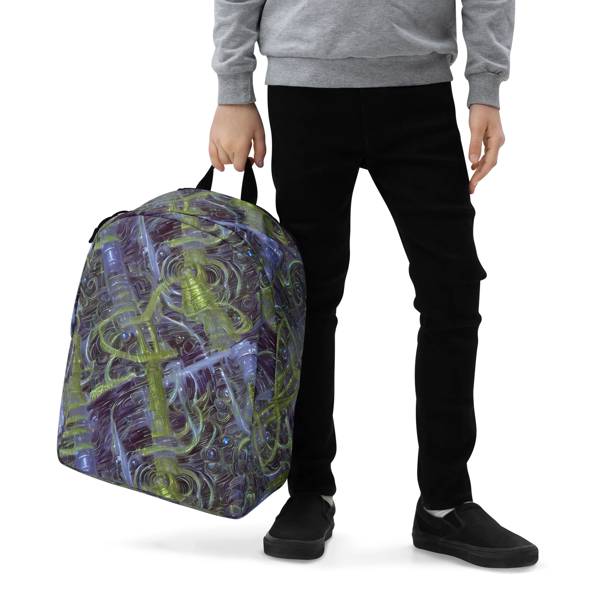 Neon Verdigris on Minimalist Backpack — Zoomed-in