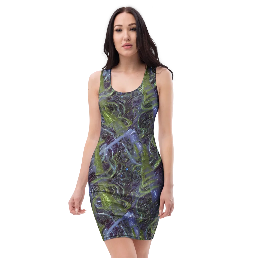 Neon Verdigris on Bodycon Dress — Front