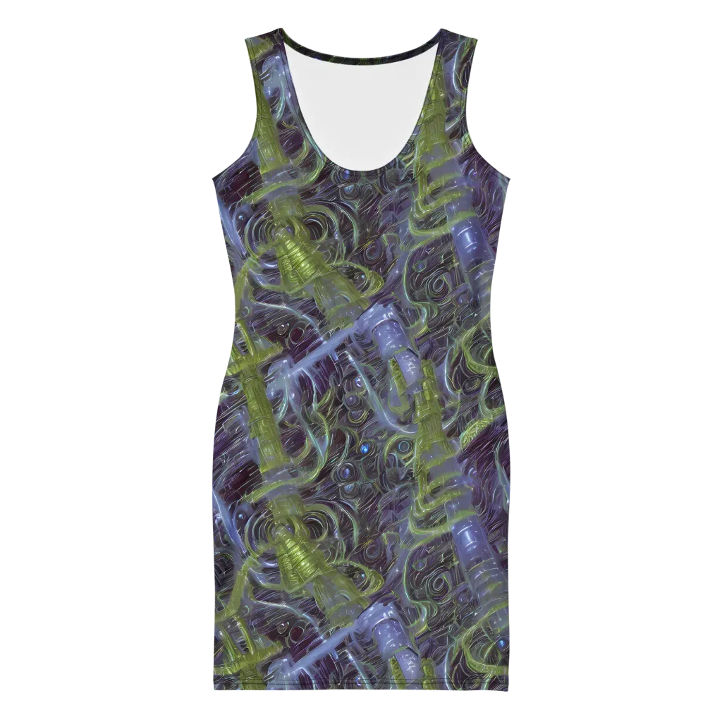 Neon Verdigris on Bodycon Dress — Front