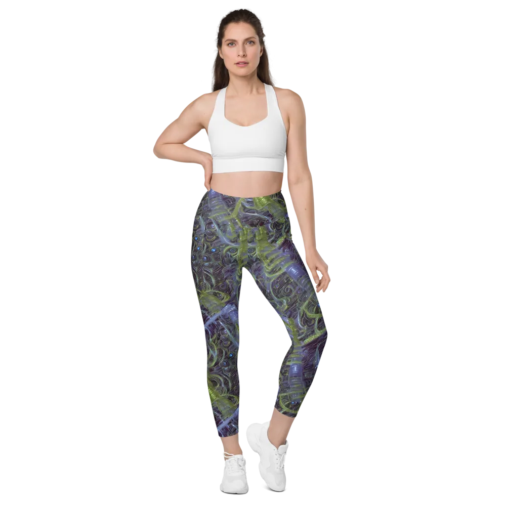 Neon Verdigris on Leggings with Pockets — Front
