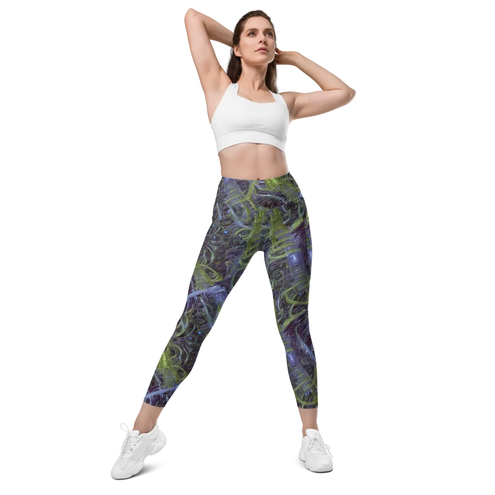 Neon Verdigris on Leggings with Pockets — Front