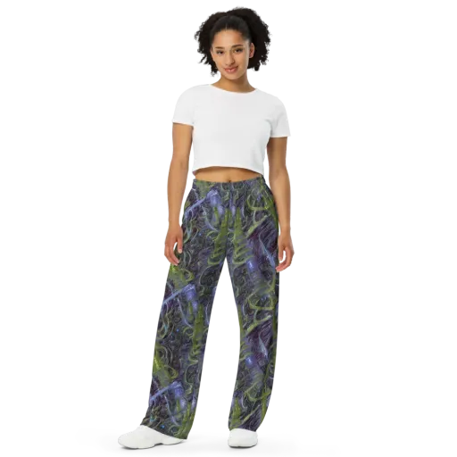 Neon Verdigris on a Wide-Leg Pants