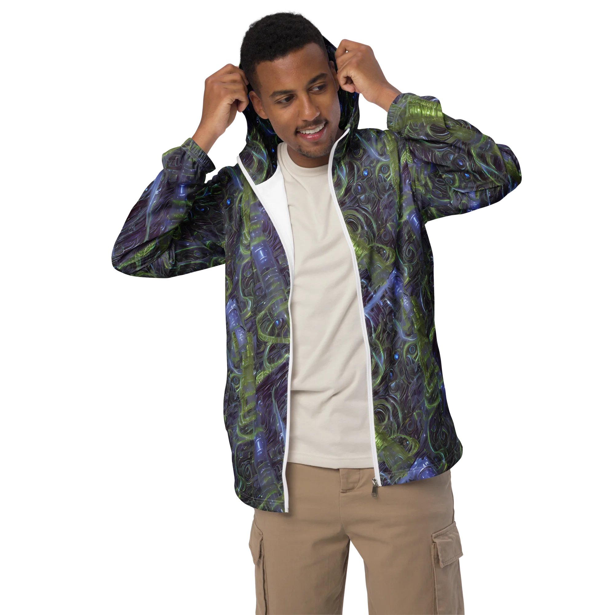 Neon Verdigris on Men's Windbreaker — Front