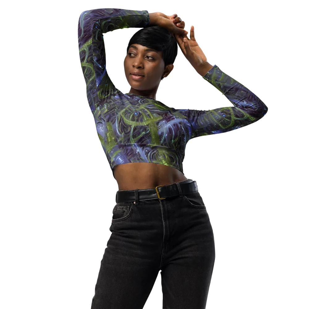 Neon Verdigris on Long Sleeve Crop Top — Front