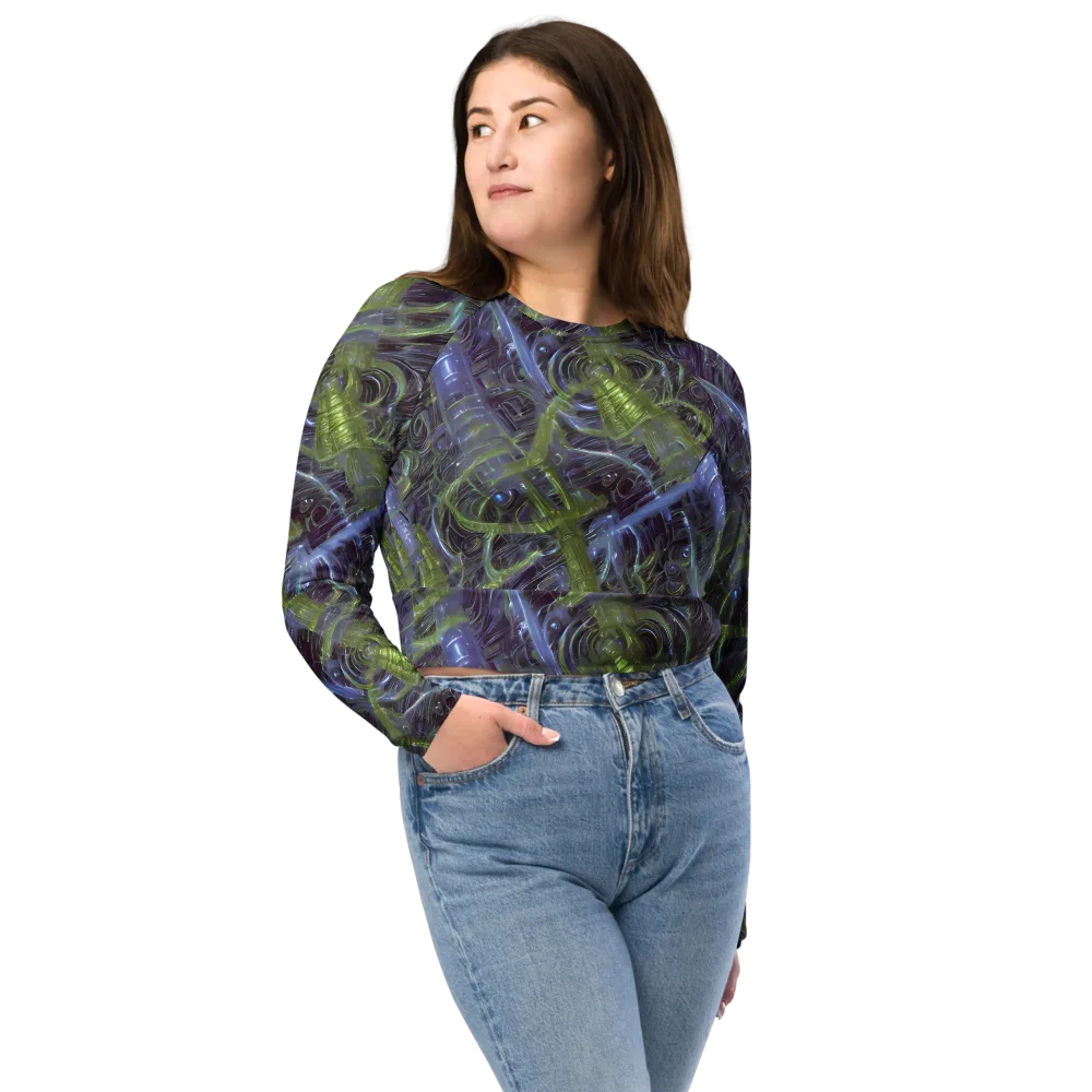 Neon Verdigris on Long Sleeve Crop Top — Front