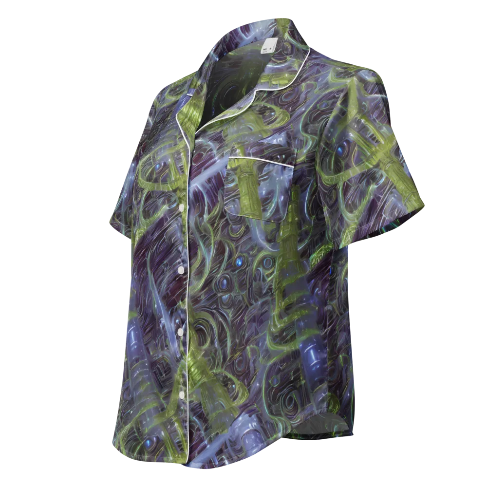 Neon Verdigris on Women's Short Sleeve Pajama Top — Left Front