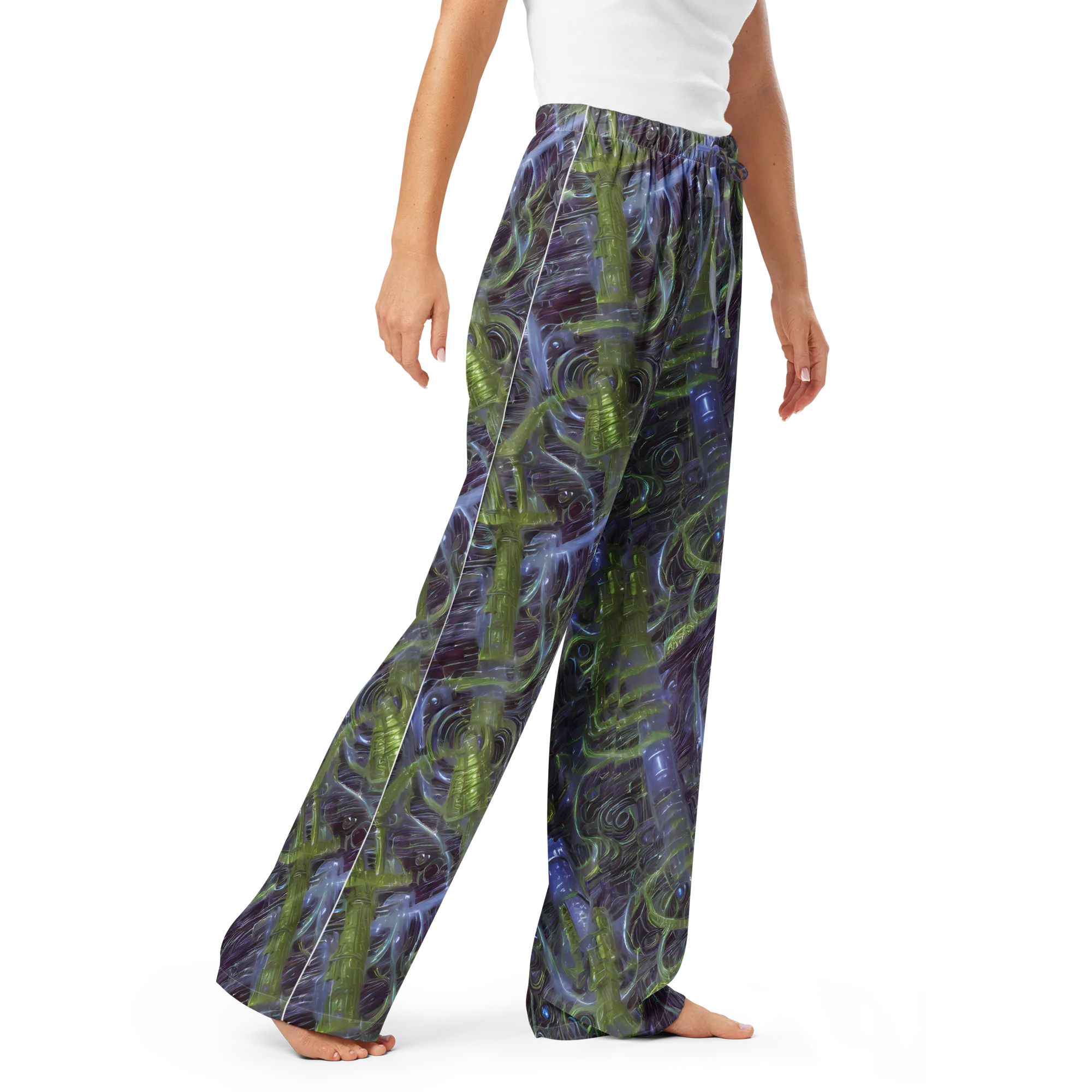 Neon Verdigris on Women's Pajama Pants — Right Front