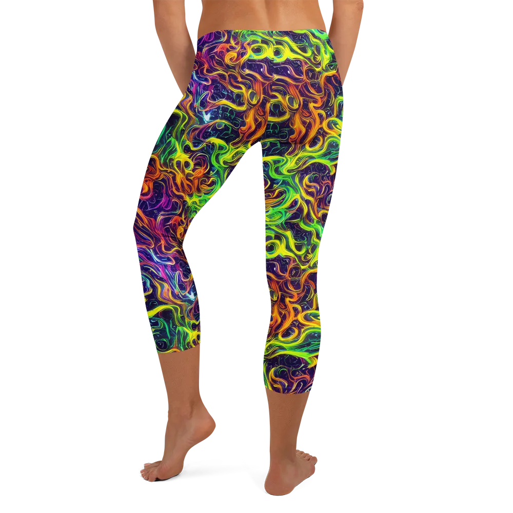 Liquid Fireworks on Capri Leggings — Back