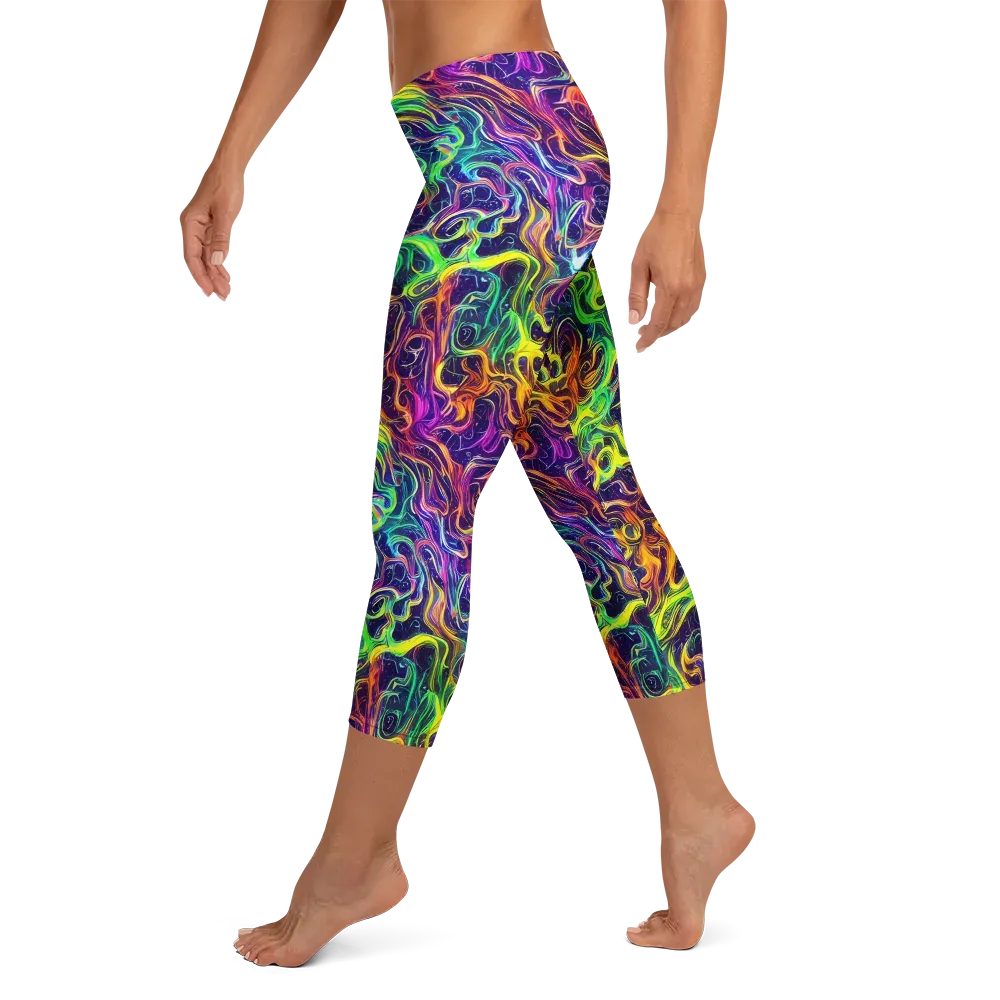 Liquid Fireworks on Capri Leggings — Left